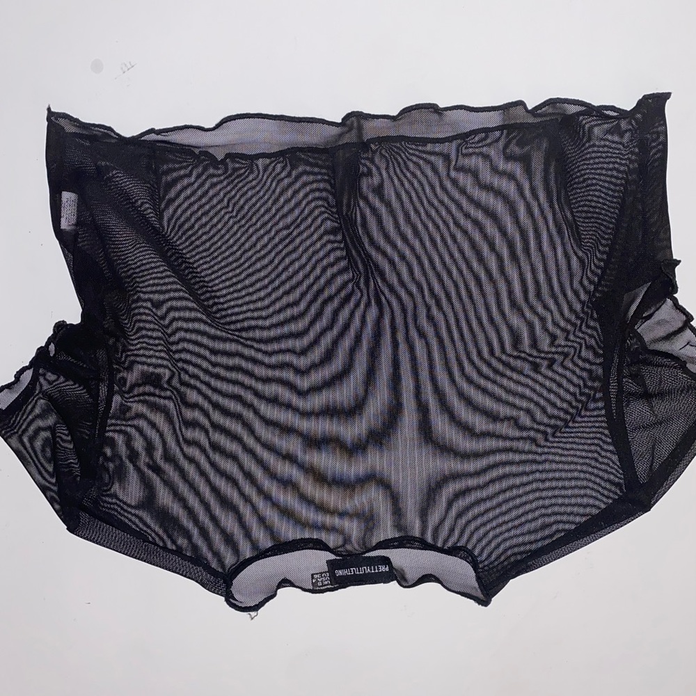 Black mesh crop top.